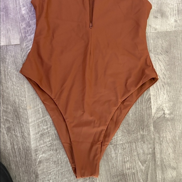 Ark Swimwear Brown Zip One Piece size M - Picture 5 of 9